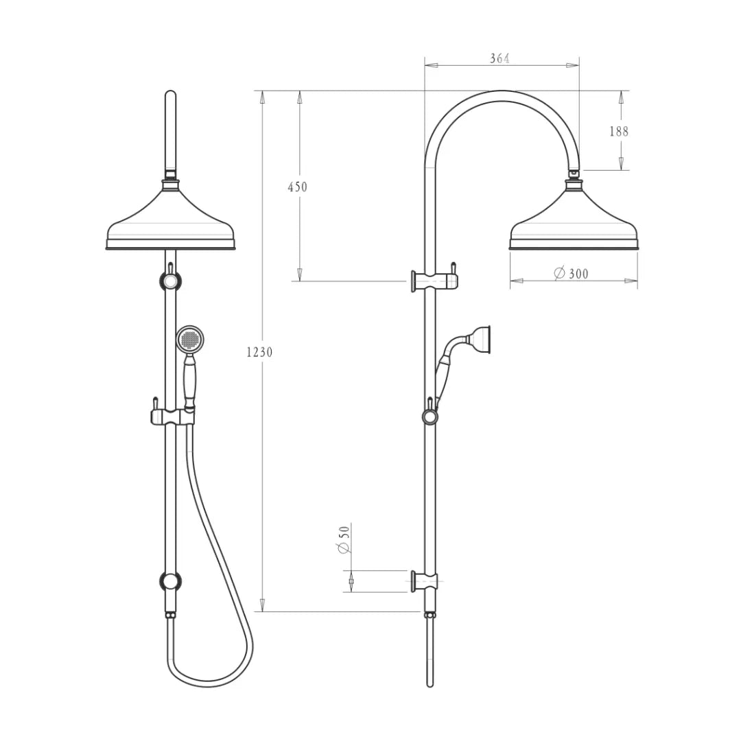 Mica Heritage Dual Shower Rail Bella Vista