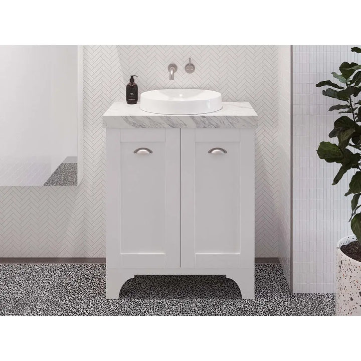 Windsor Freestanding Vanity with SilkSurface Top and above or under counter basin Timberline