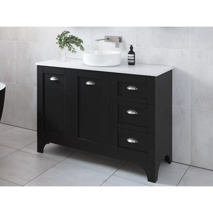 Windsor Freestanding Vanity with SilkSurface Top and above or under counter basin Timberline