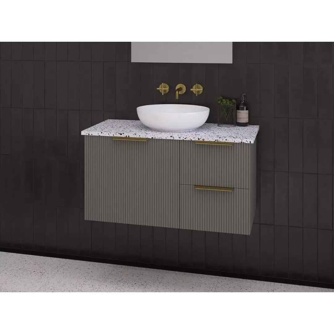Victoria Wall Hung or Freestanding Vanity with SilkSurface Top and above or under counter basin Timberline