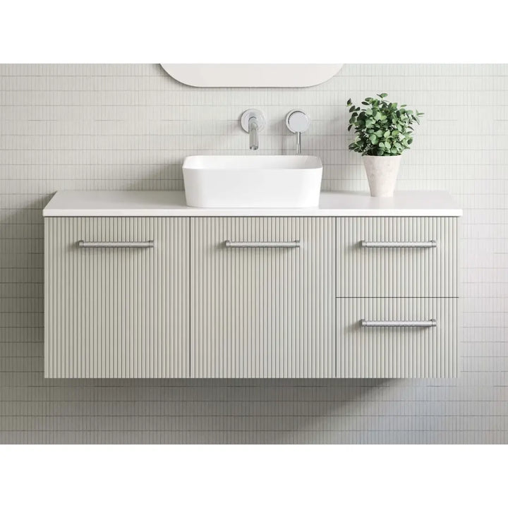 Victoria Wall Hung or Freestanding Vanity with SilkSurface Top and above or under counter basin Timberline