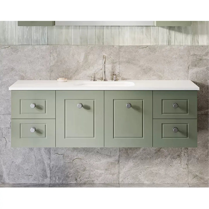 Victoria Wall Hung or Freestanding Vanity with SilkSurface Top and above or under counter basin Timberline