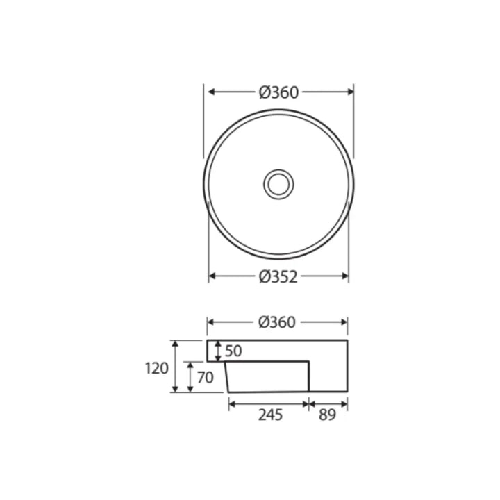 Reba Semi-Recessed Basin, No Tap Hole Fienza