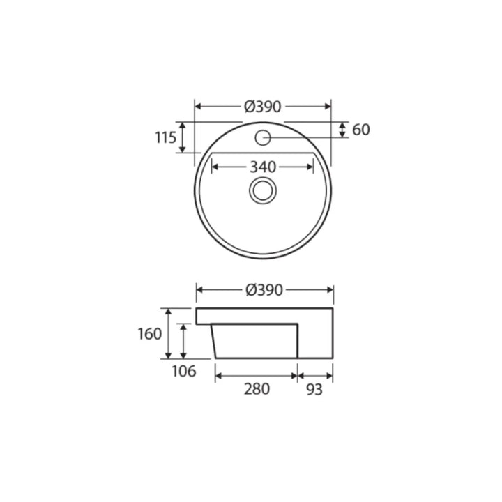 Reba Semi-Recessed Basin With Tap Hole Fienza