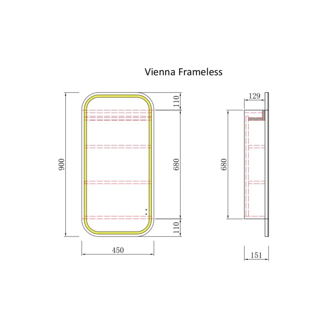 Vienna LED Shaving Cabinet matte white frameless Alex Group Aus