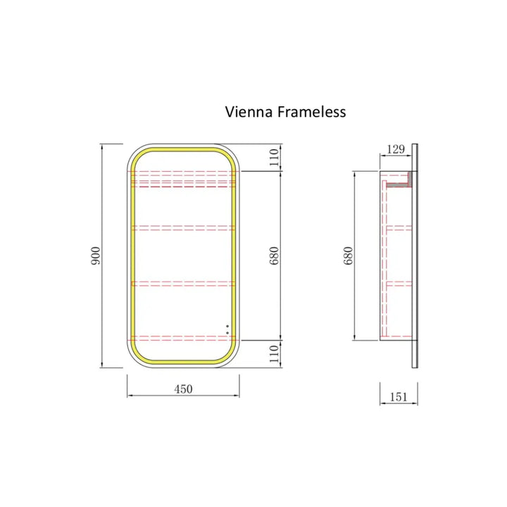 Vienna LED Shaving Cabinet matte white frameless Alex Group Aus