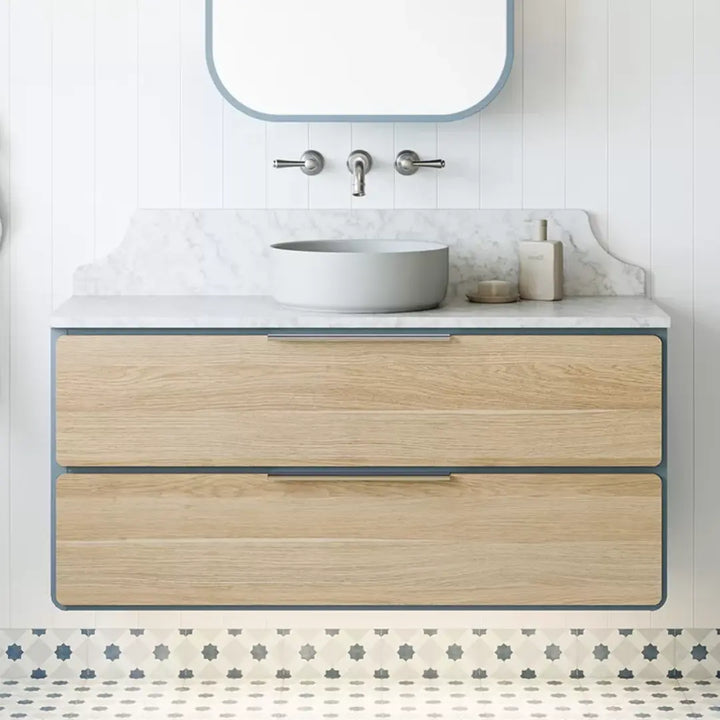 Colby Vanity with silk surface top and above counter or under counter basin - wall hung Timberline