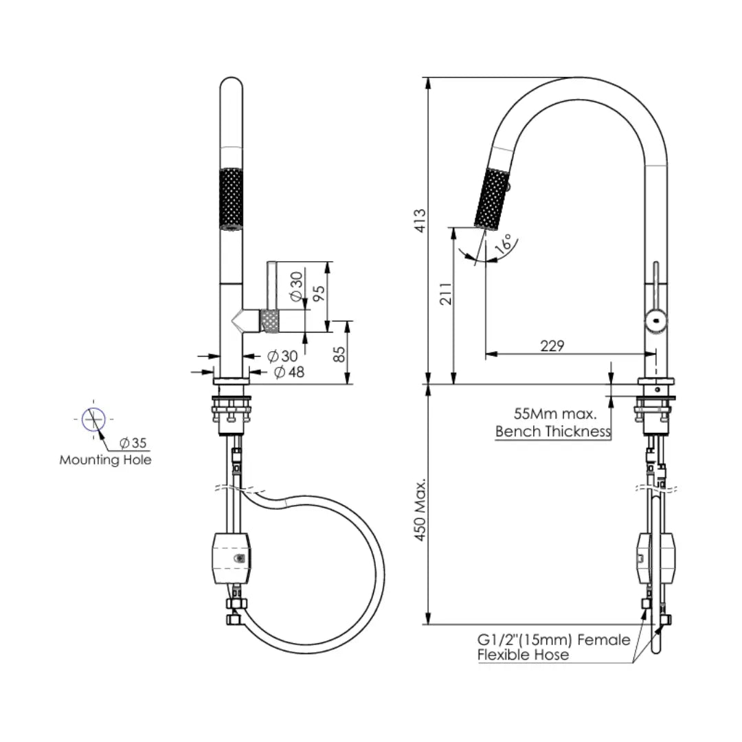 Textura Pull-Down Sink Mixer w/ Diamante Technology™ Greens