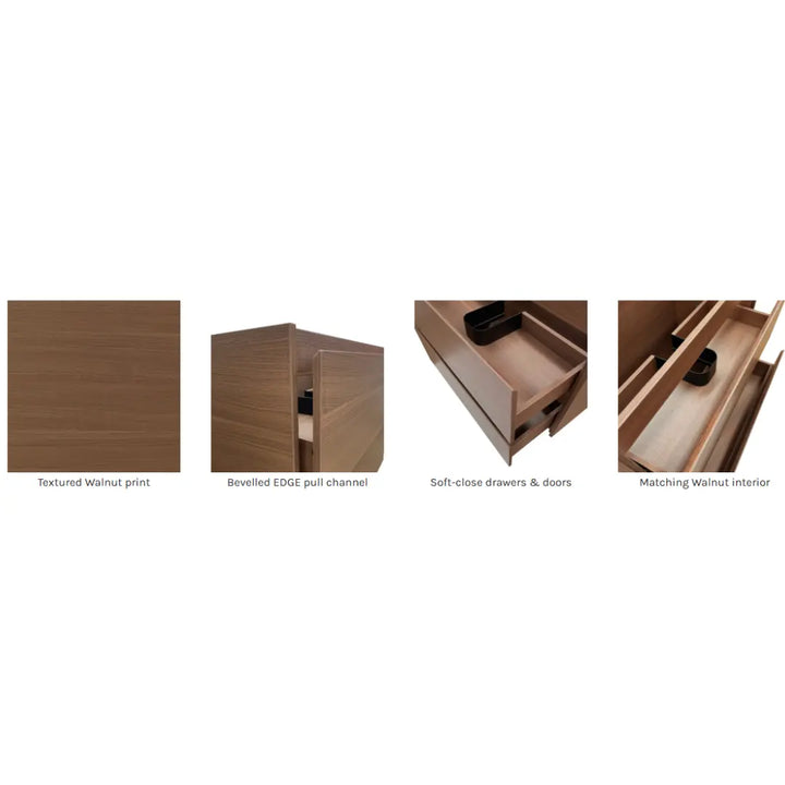 Dolce Amato Walnut Vanity - Wall Hung or Freestanding Fienza