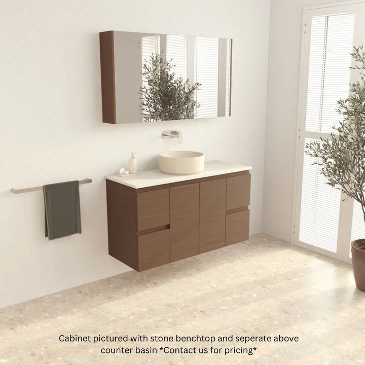 Dolce Edge Walnut Vanity - Wall Hung or Freestanding Fienza