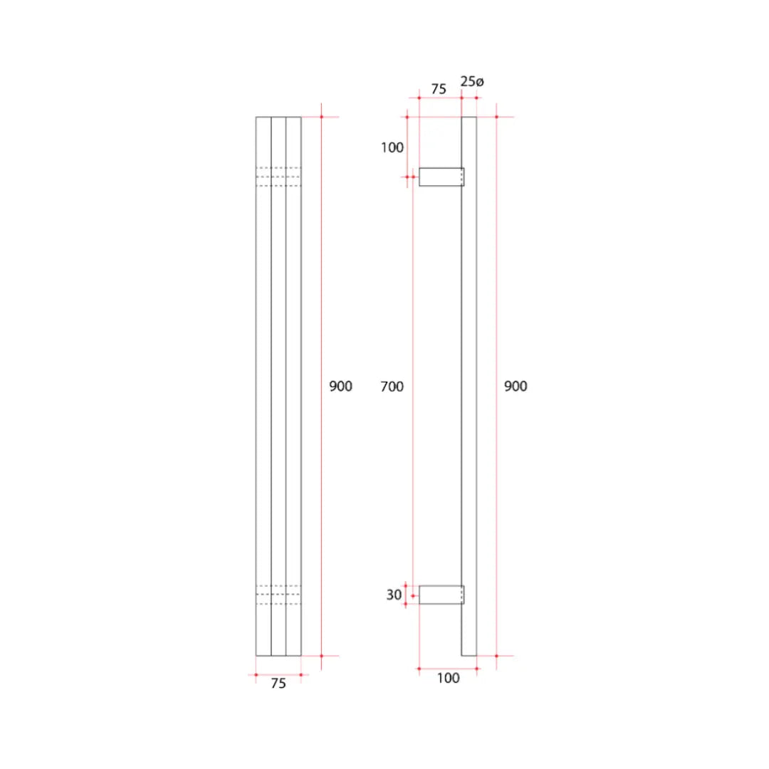 Triple Tube Vertical Single Heated Towel Rail Thermogroup