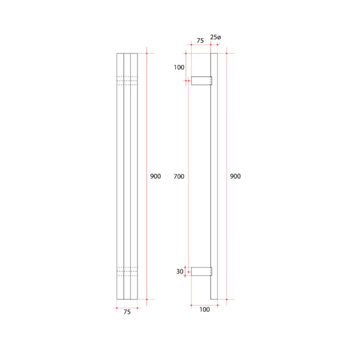 Triple Tube Vertical Single Heated Towel Rail Thermogroup