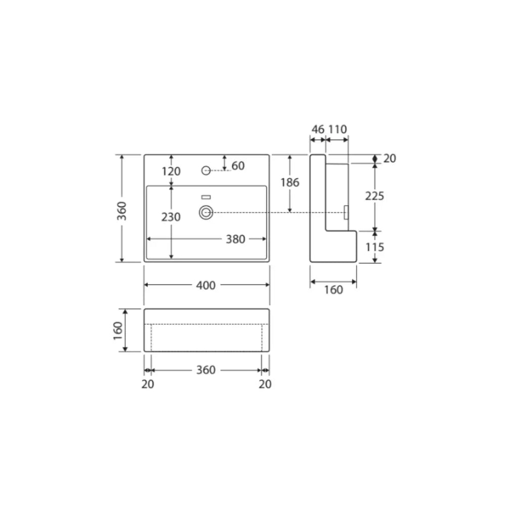 Petra Mini Semi-Recessed Basin Fienza