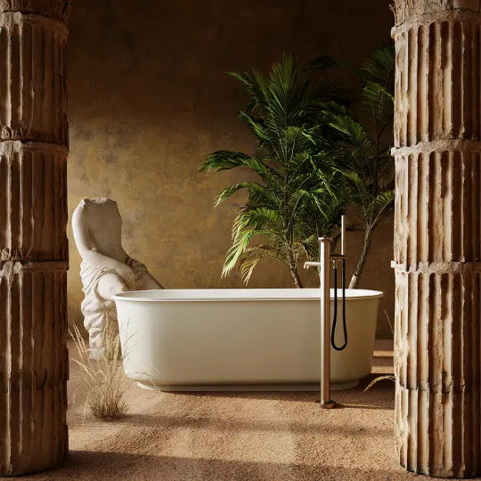 BERG Soft Sand finish Freestanding Bath 1500 or 1700mm - solid surface & acrylic Belbagno