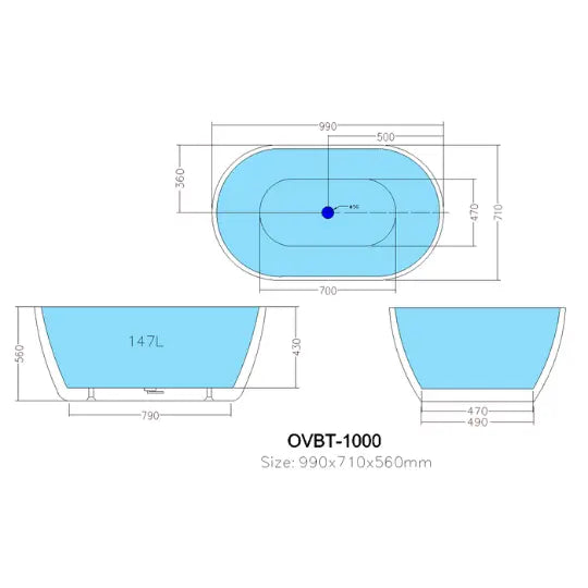 Olivia Freestanding Acrylic Bath - 900mm Ceramic Exchange