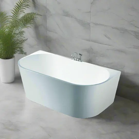 Elivia Matte White Back to Wall freestanding acrylic bath 1500 or 1700mm Ceramic Exchange