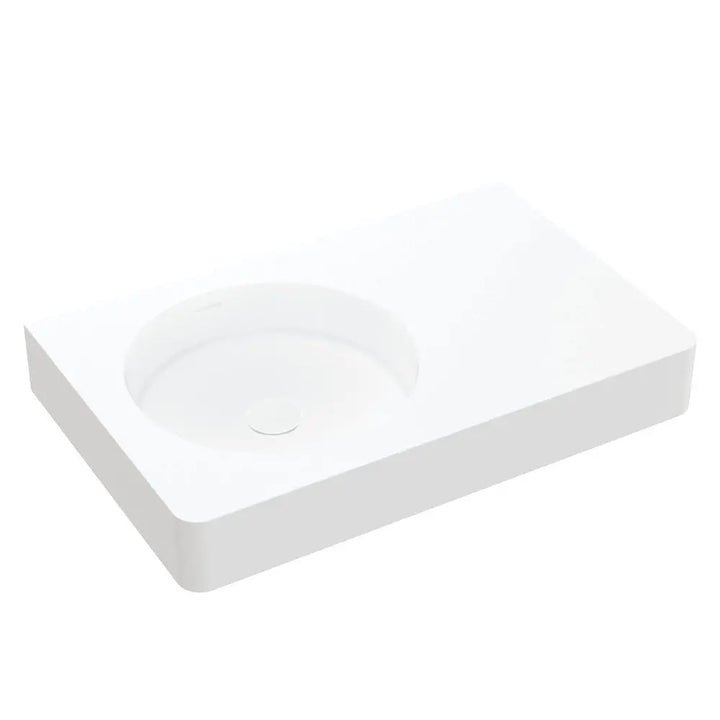 Encanto 700 Solid Surface Wall Basin, No Tap Hole, Left-Hand Bowl Fienza