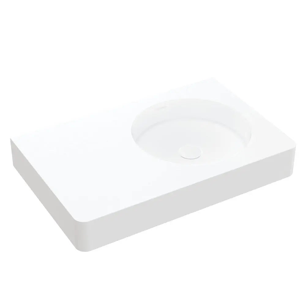 Encanto 700 Solid Surface Wall Basin, No Tap Hole, Right-Hand Bowl Fienza