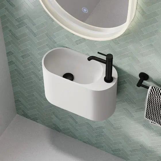 Ari Cast Stone Wall Basin, 1 Tap Hole Fienza