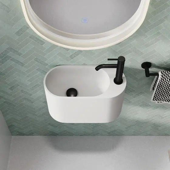 Ari Cast Stone Wall Basin, 1 Tap Hole Fienza
