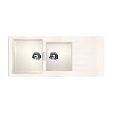Schock White 1 & 3/4 bowl Sink Abey