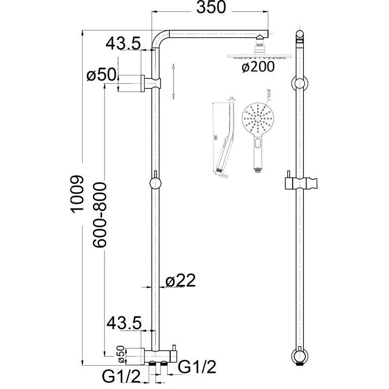 Mica Dual Shower Rail - RetroFit Bella Vista