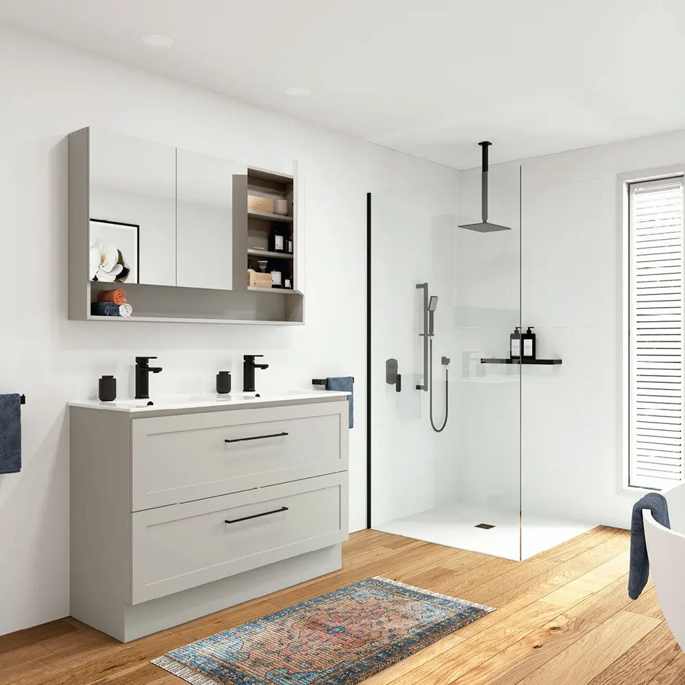 Aluca Display Shelf Mirror Cabinet 600, 750, 900, 1200, 1500 &amp; 1800mm Fienza