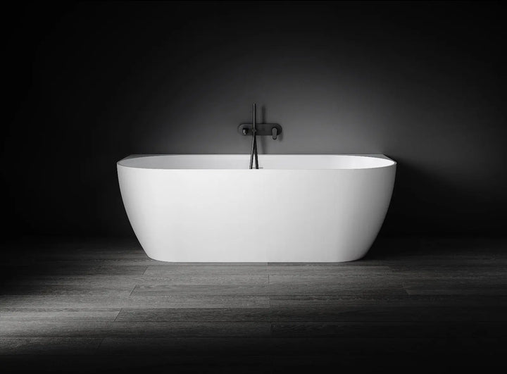 Eleni 1700mm Back to Wall Stone Bath with Overflow Kaskade Stone