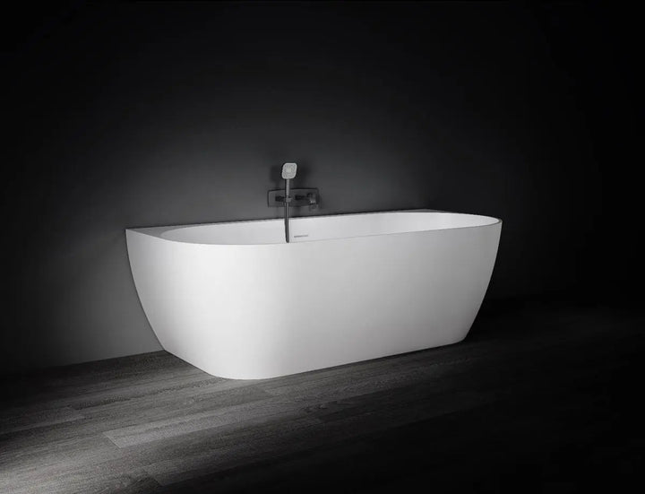 Eleni 1700mm Back to Wall Stone Bath with Overflow Kaskade Stone
