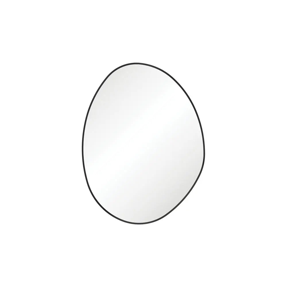 Pebble Matte Black Asymmetrical Framed Mirror, 700 x 920mm Fienza