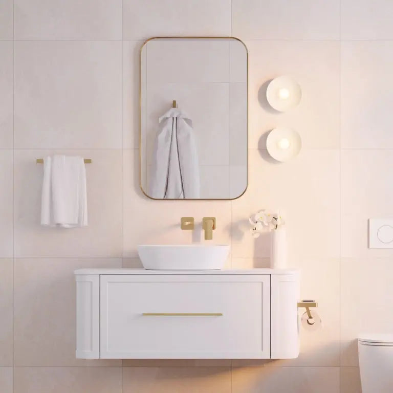 Tono Urban Brass Soft Square Framed Mirror, 600 x 900mm Fienza