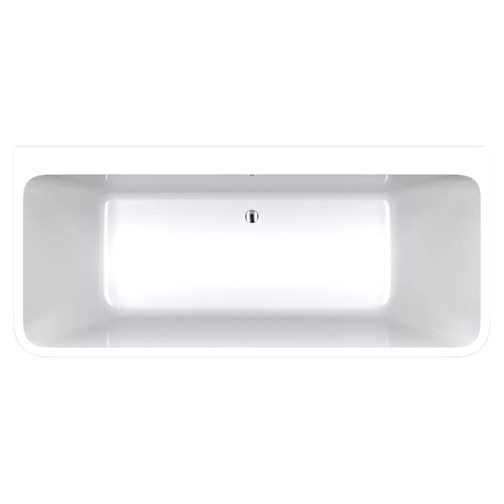 Delta 1700mm ACRYLIC BACK-TO-WALL FREESTANDING BATH with overflow Fienza