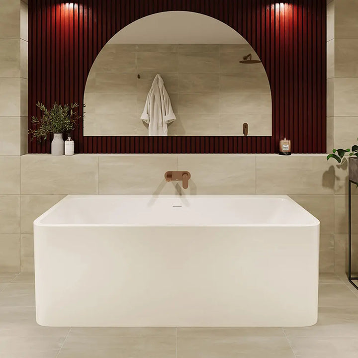 Delta 1700mm ACRYLIC BACK-TO-WALL FREESTANDING BATH with overflow Fienza