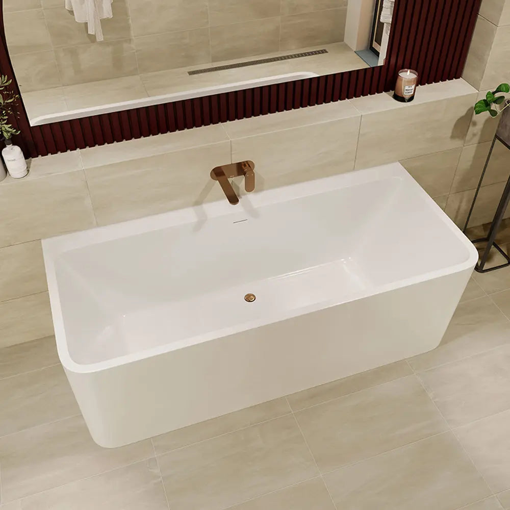 Delta 1700mm ACRYLIC BACK-TO-WALL FREESTANDING BATH with overflow Fienza