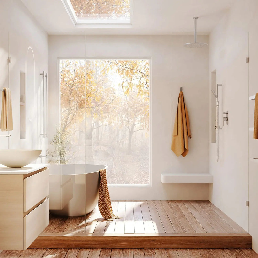 Frameless 915B Square Shower Panel CLEAR Glass Cortani