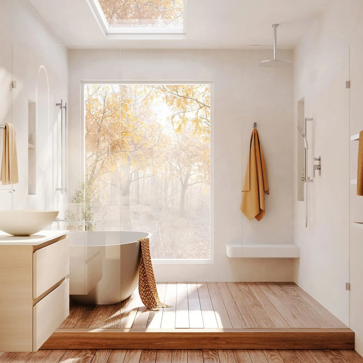 Frameless 915B Square Shower Panel CLEAR Glass Cortani