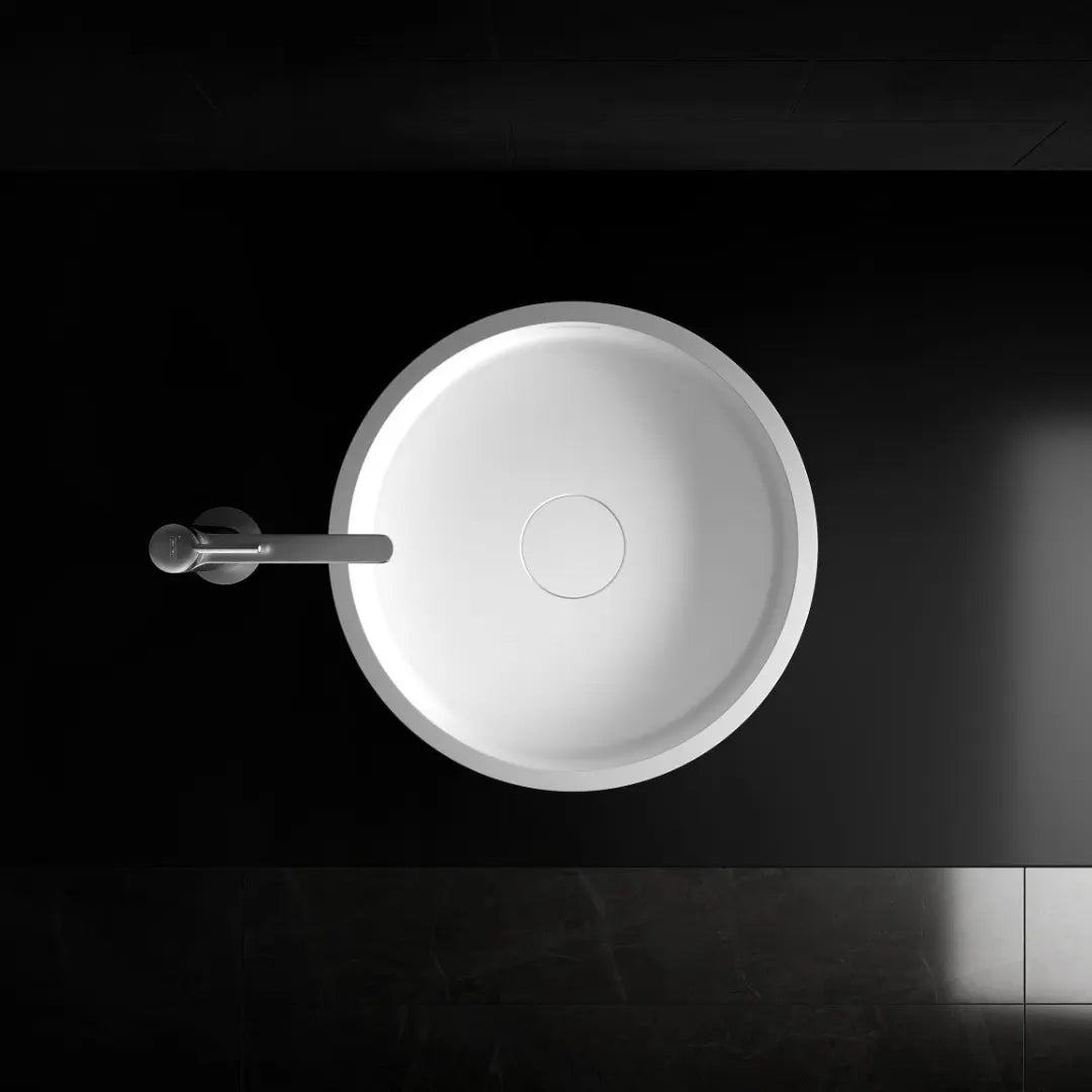Leila Round Stone Basin with overflow (on display) Kaskade Stone