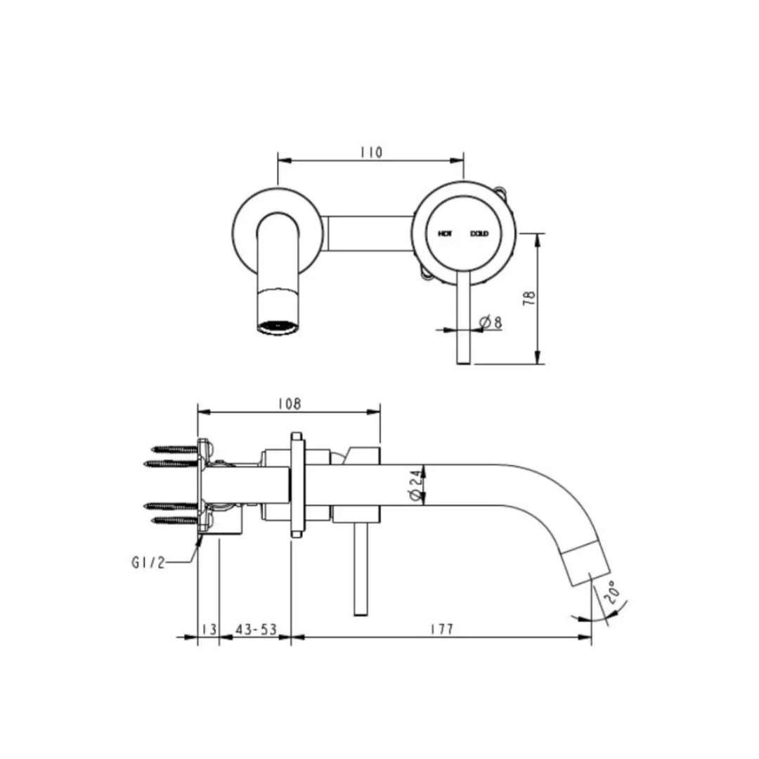 Cioso Knurled Wall Basin Mixer Millennium