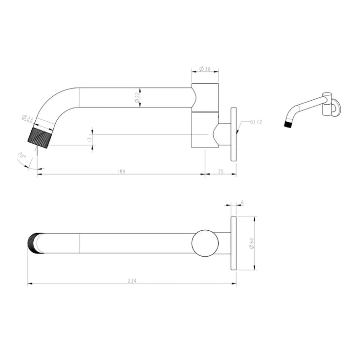 Cioso Swivel Knurled Basin/Bath Spout Millennium