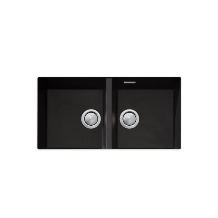 Santorini Black Double Bowl Undermount Sink with overflow Oliveri