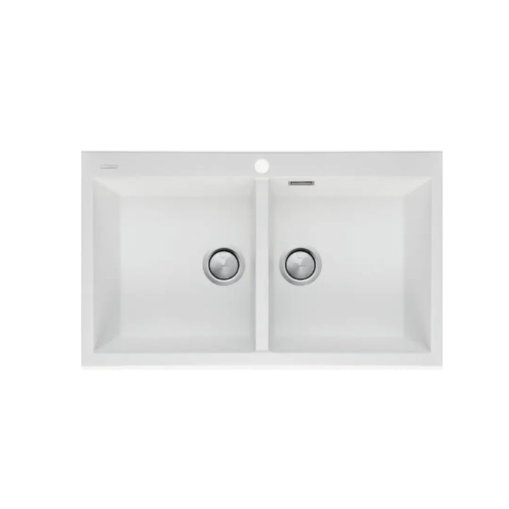 Santorini White Double Bowl Topmount Sink with overflow Oliveri