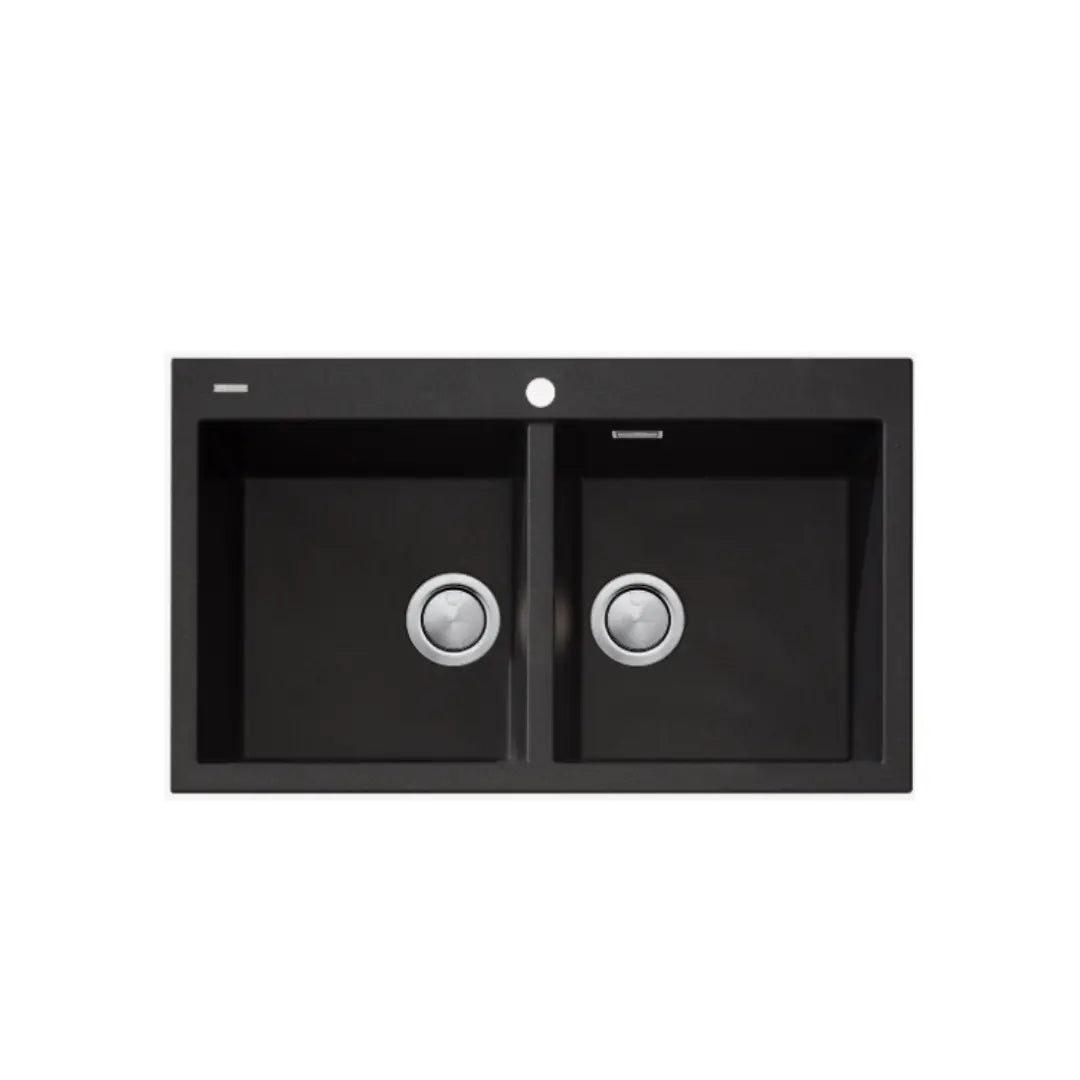 Santorini Black Double Bowl Topmount Sink with overflow Oliveri