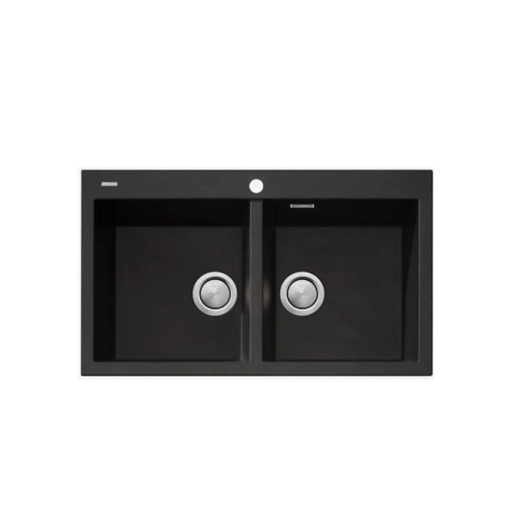 Santorini Black Double Bowl Topmount Sink with overflow Oliveri