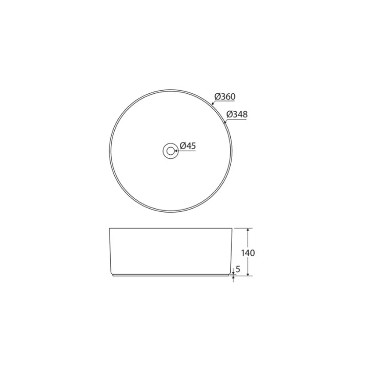 Reba Luxe Above Counter Basin with overflow Fienza