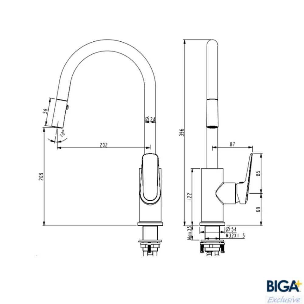 Glama Pull Out Spray Sink Mixer Millennium