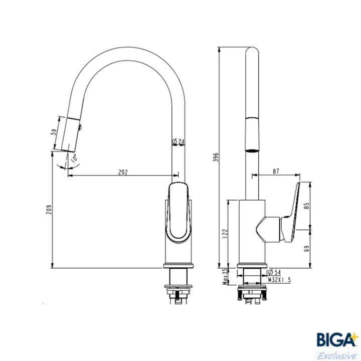 Glama Pull Out Spray Sink Mixer Millennium