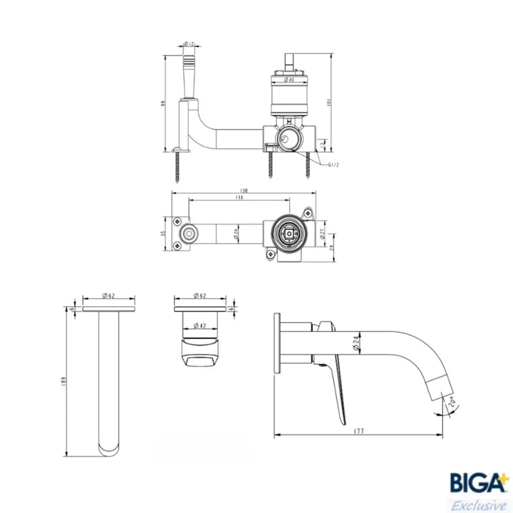 Glama Wall Basin Mixer Millennium