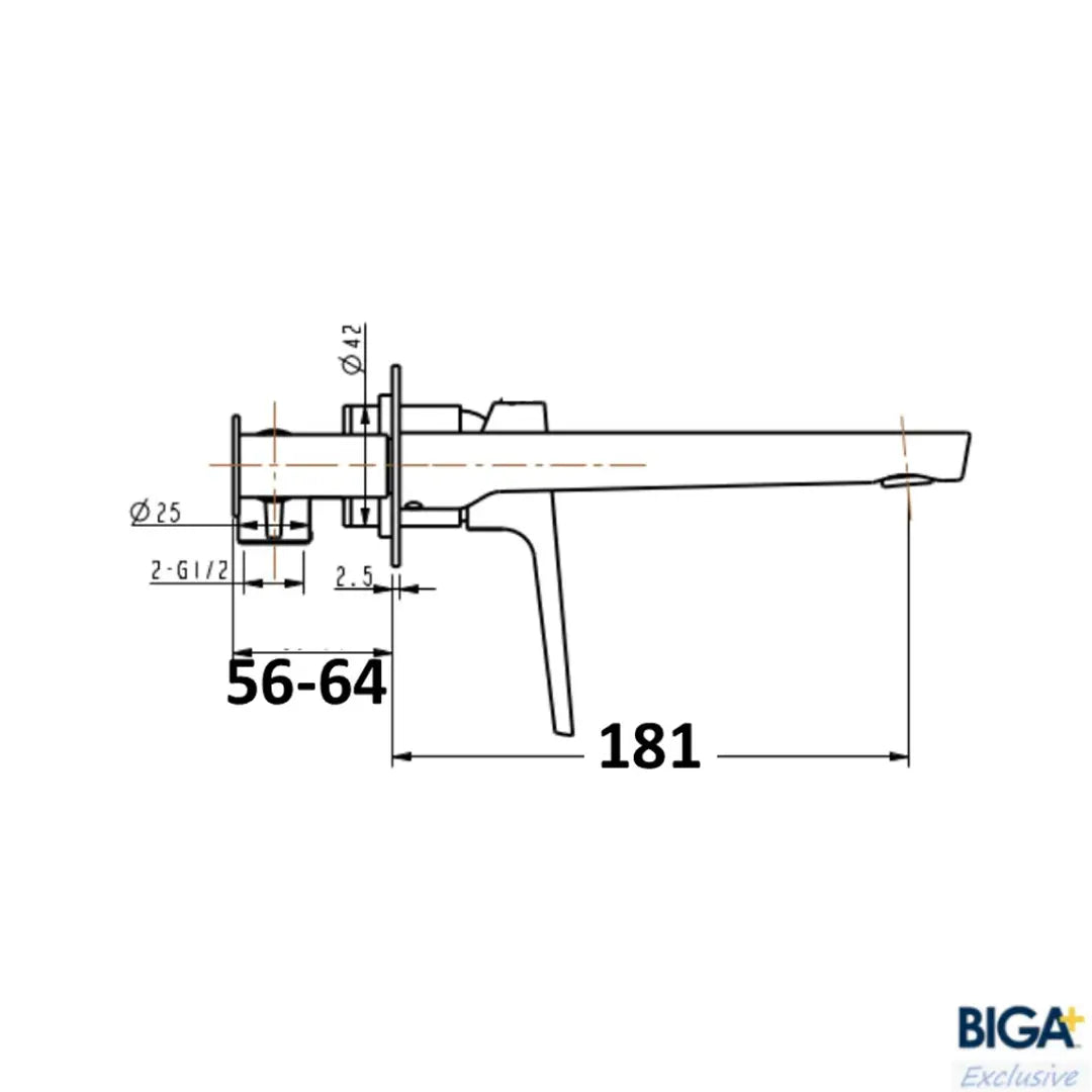Glama Wall Basin Mixer On Backplate Millennium