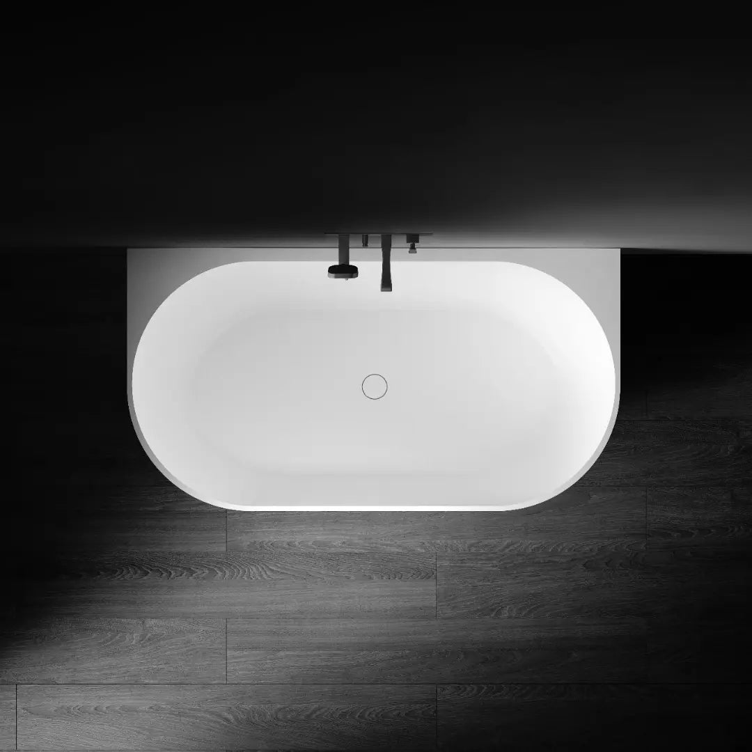 Bianca Freestanding Stone Back to wall Bath 1500mm with overflow Kaskade Stone