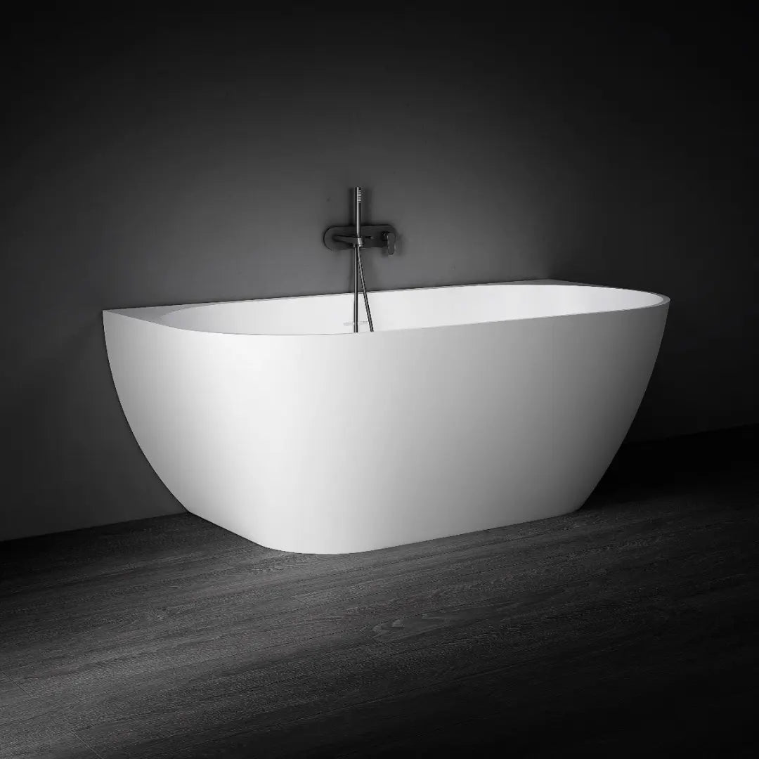 Bianca Freestanding Stone Back to wall Bath 1500mm with overflow Kaskade Stone